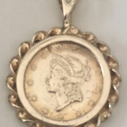 14k Gold Coin Rope Pendant