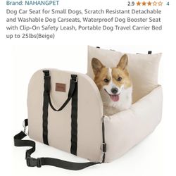 NAHANGPET Dog Car Seat, Small Dogs, Scratch Rest, Washable Waterproof, Beige NEW 