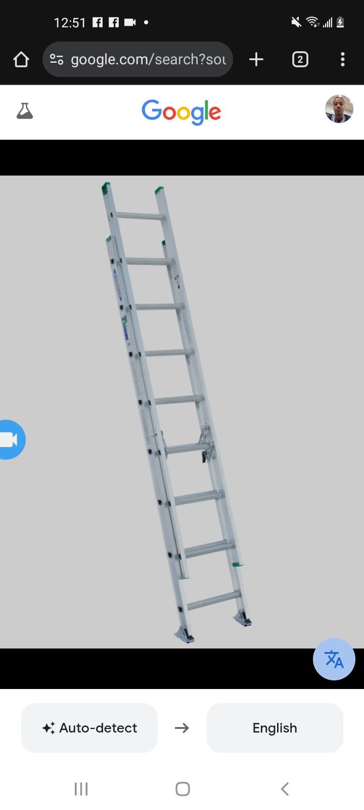 Werner D1200-2 16-ft ( 15-ft Reach Height ) Aluminum Type 2 - 225 lbs. Load Capacity Extension Ladder