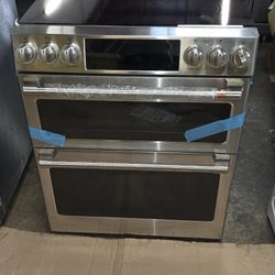 NEW CAFE SMART ELECTRIC INDUCTION RANGE SLIDE IN DOUBLE OVEN STAINLESS STEEL 