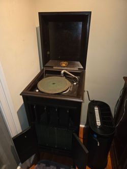 Antique Columbia Grafonola Wind-Up Phonograph Cabinet – Early 1900s