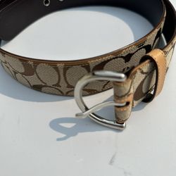 Coach Signature Canvas Belt - Brown Monogram with Butterfly Accent
