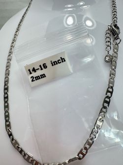 NEW 2mm Silver Tone Mariner Chain Necklace – 14"-16" Adjustable Dainty Choker