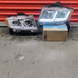 Chrome headlights LED DRL and projector with sequential turn for Jeep Grand cherokee 2011_2013