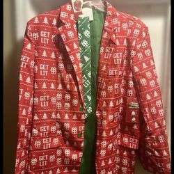 Men’s New XL Christmas Jacket And Tie! 