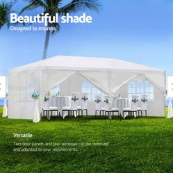 10'x20' Outdoor Party Tent, Large Wedding Birthday Tents for Parties, White Canopy Tent with 6 Removable Si det