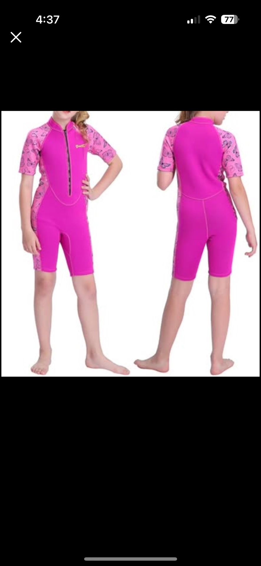 Pink Short Sleeves & Shorts Wetsuit Size 6 NWT
