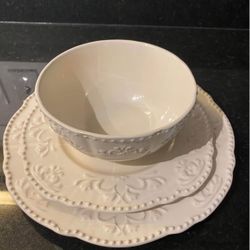 12 pc. Dinnerware Set - Medallion Wreath Cream Mist by Better Homes and Gardens