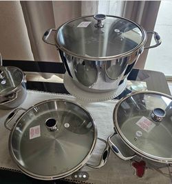 Set de 3-piezas de 14” de Cook solutions de Princess house de 16-qt 8-qt y 4-qt
