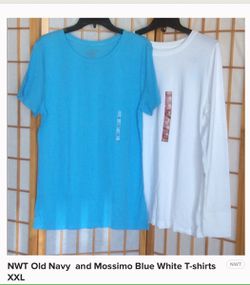 T shirts all cotton blue old navy white mossimo XXL please look at measurements