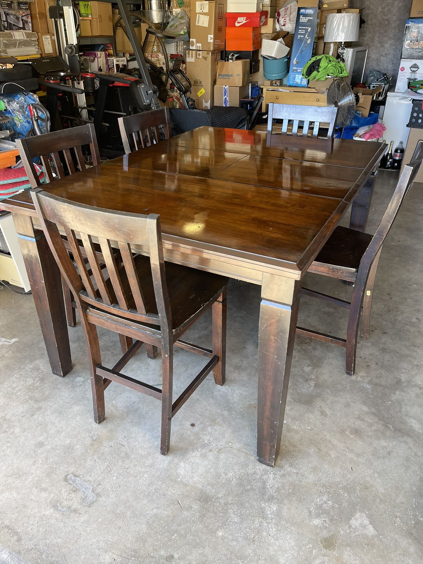 Tall Brown Dining Set 5 High Chairs And 1 Really Sturdy Table