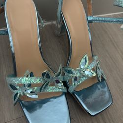 Blue Butterfly Strap Heels