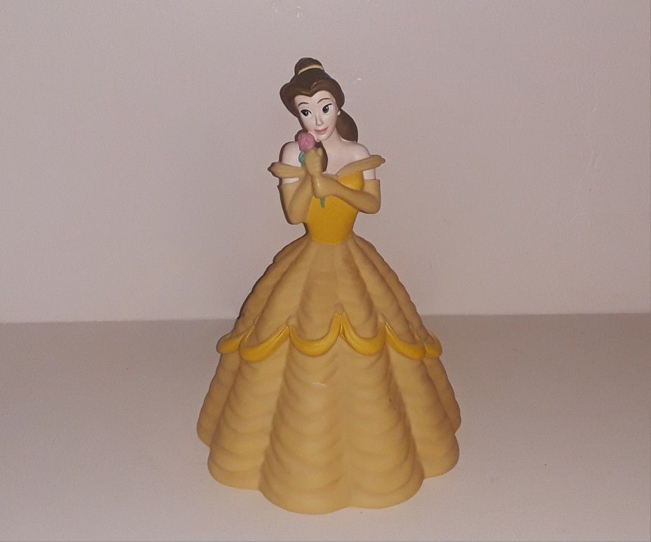 Disney Belle Piggy Bank Or Cake Topper 9" Hard Vinyl With Bottom Stopper Excellent Condition PRICE Is Firm Cash Only 
