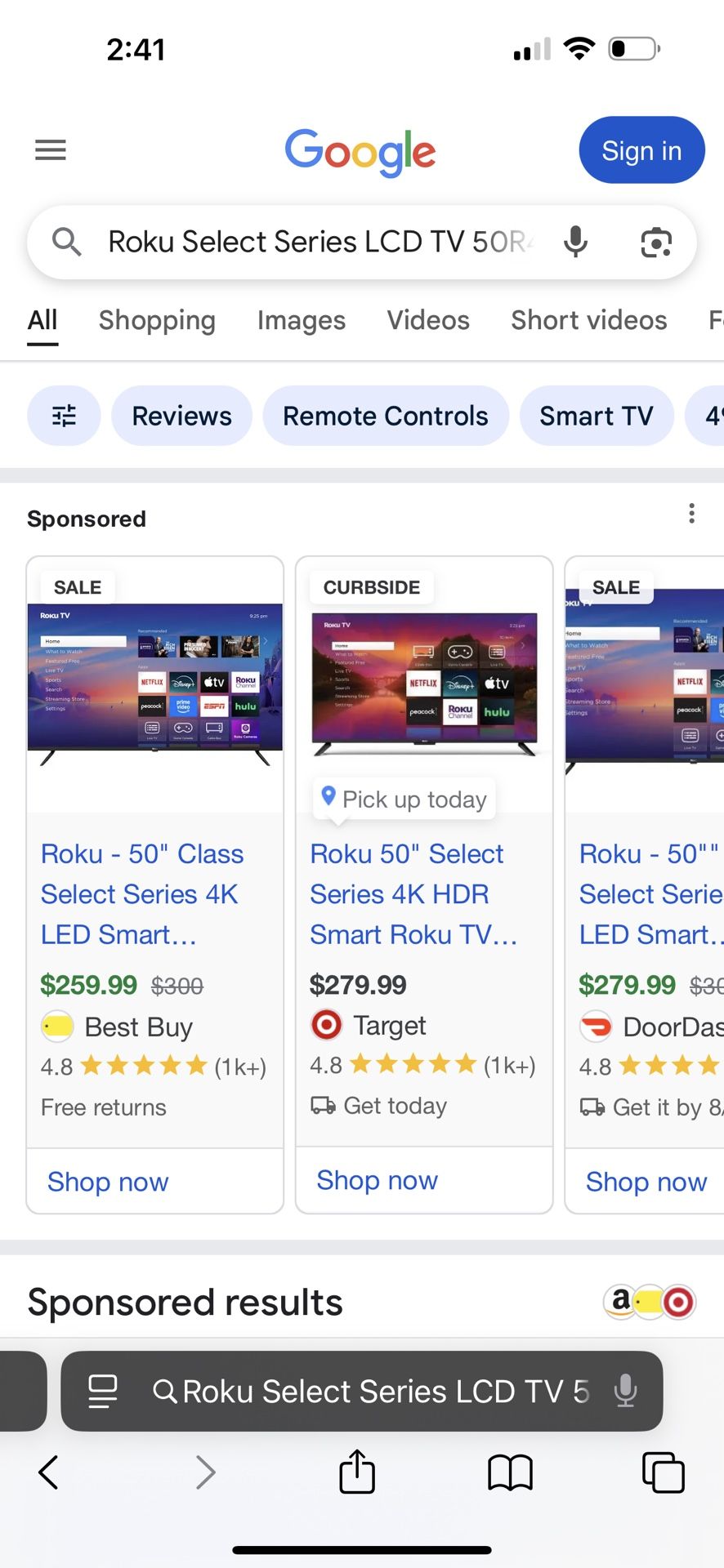 50 Inch Roku tv (Like New)
