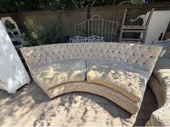 Large Hollywood Regency Golden Crescent Sofa - 2 Sections
