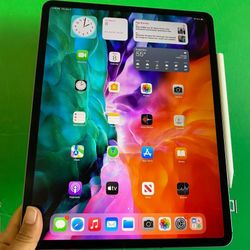 256GB Apple IPad Pro 12.9” 4th Generation (Face ID/Liquid Retina/2020 ) WiFi + cellular (Unlocked) with keyboard, Pen & Accessories (1TB $859)