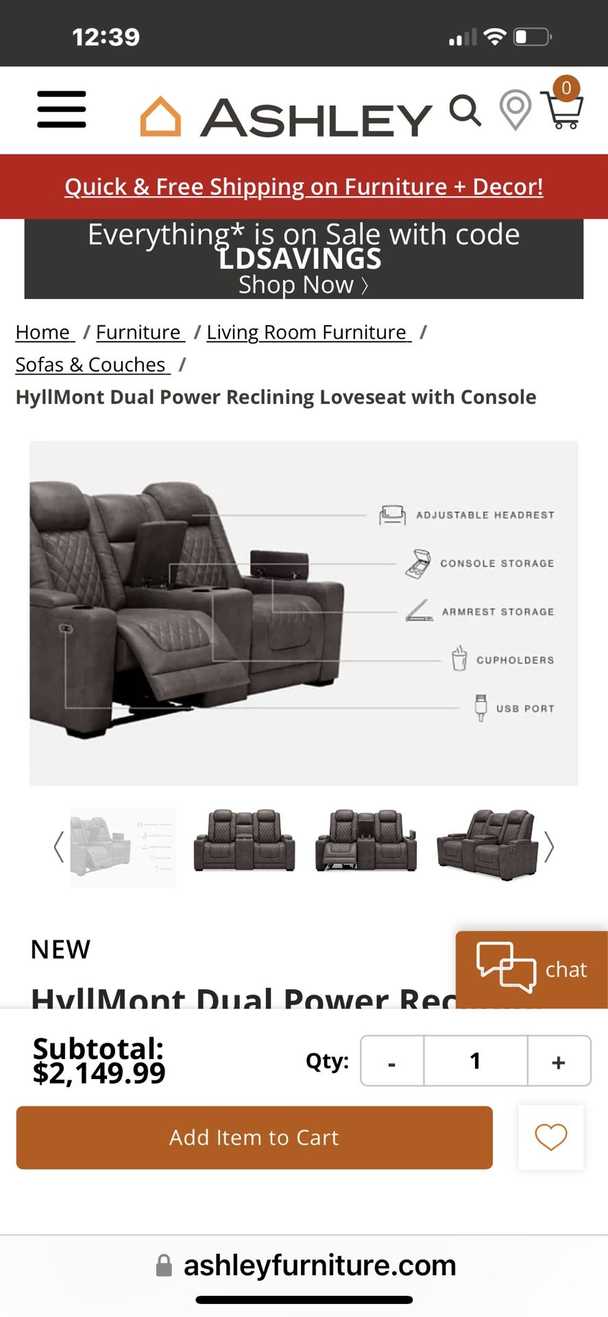 Ashley Hyllmont Power Reclining Loveseat