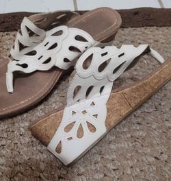 White Wedge Sandals-Size 8