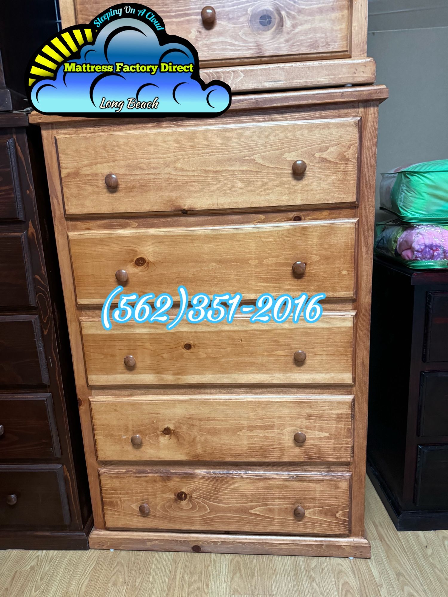 Jumbo 2 Knob Oak Dresser Solid Wood Cajonera