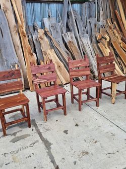 Rustic cedar wood chairs and More