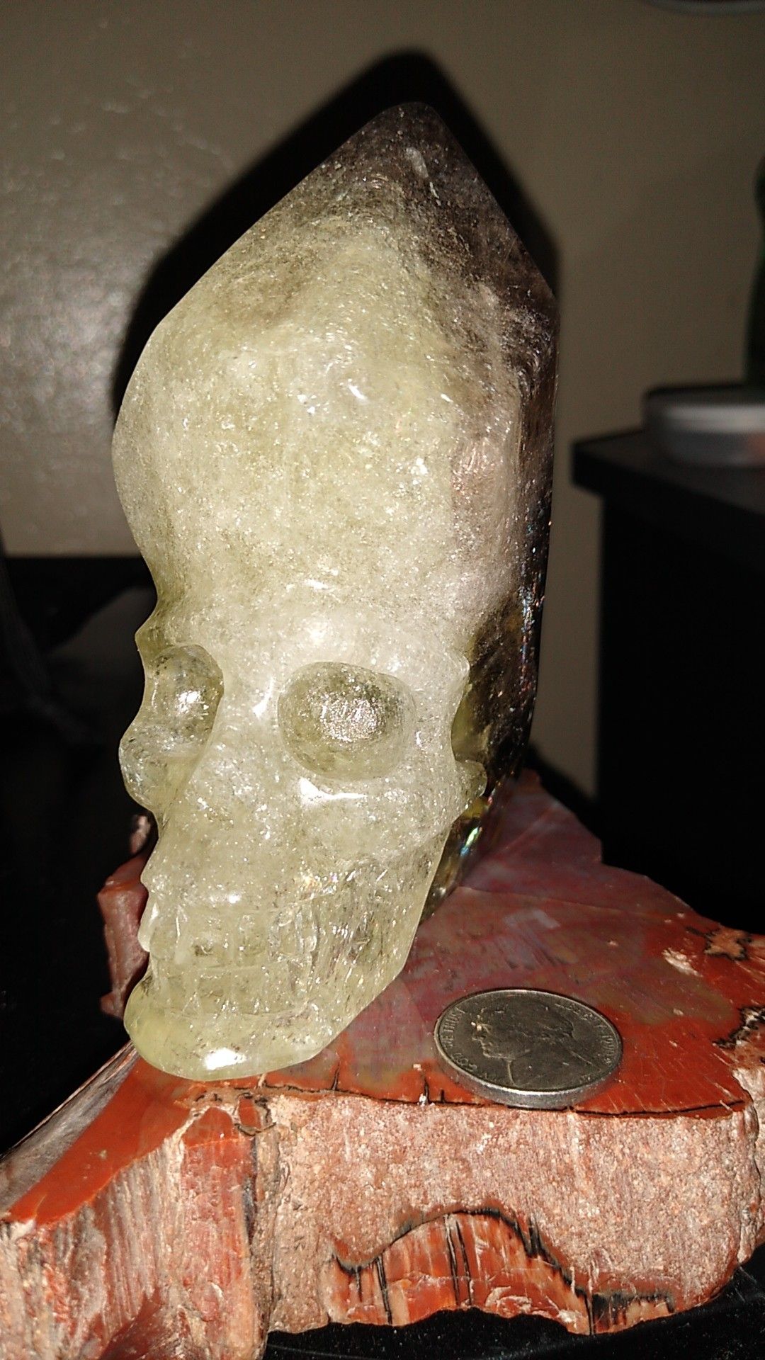 Smokey calcite skull