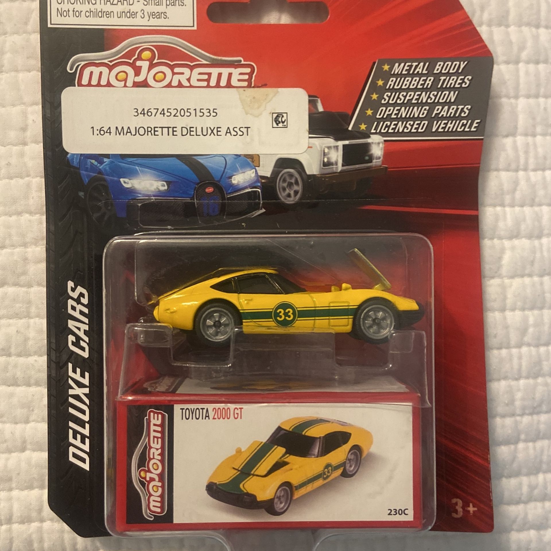Majorette Deluxe Cars Toyota 2000GT Yellow Green 1:64 2023