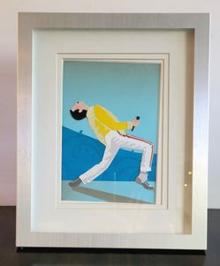 Carrie Kudronowicz Original Freddie Mercury Paper Cut Art Signed 9x11 Framed