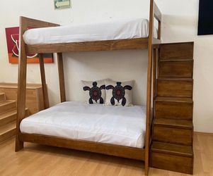 Solid Wood Bunk Bed with Stair Drawers