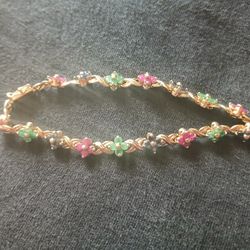 14k Gold Multi Colored Sapphire Bracelet 