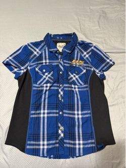 Size L - Harley-Davidson Women's 115th Anniversary Blue Plaid Snap Shirt