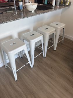 4 White Bar Stools