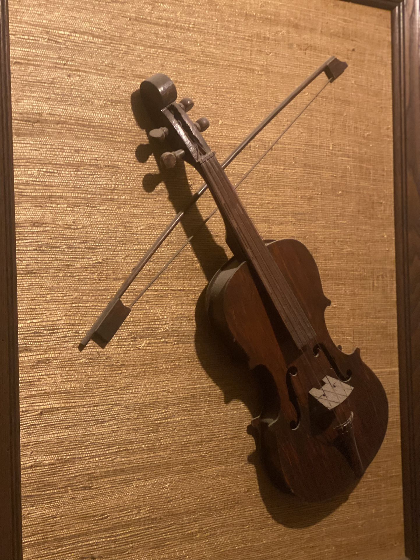 Decorative Wall Art Mounted and Framed Violin With Bow