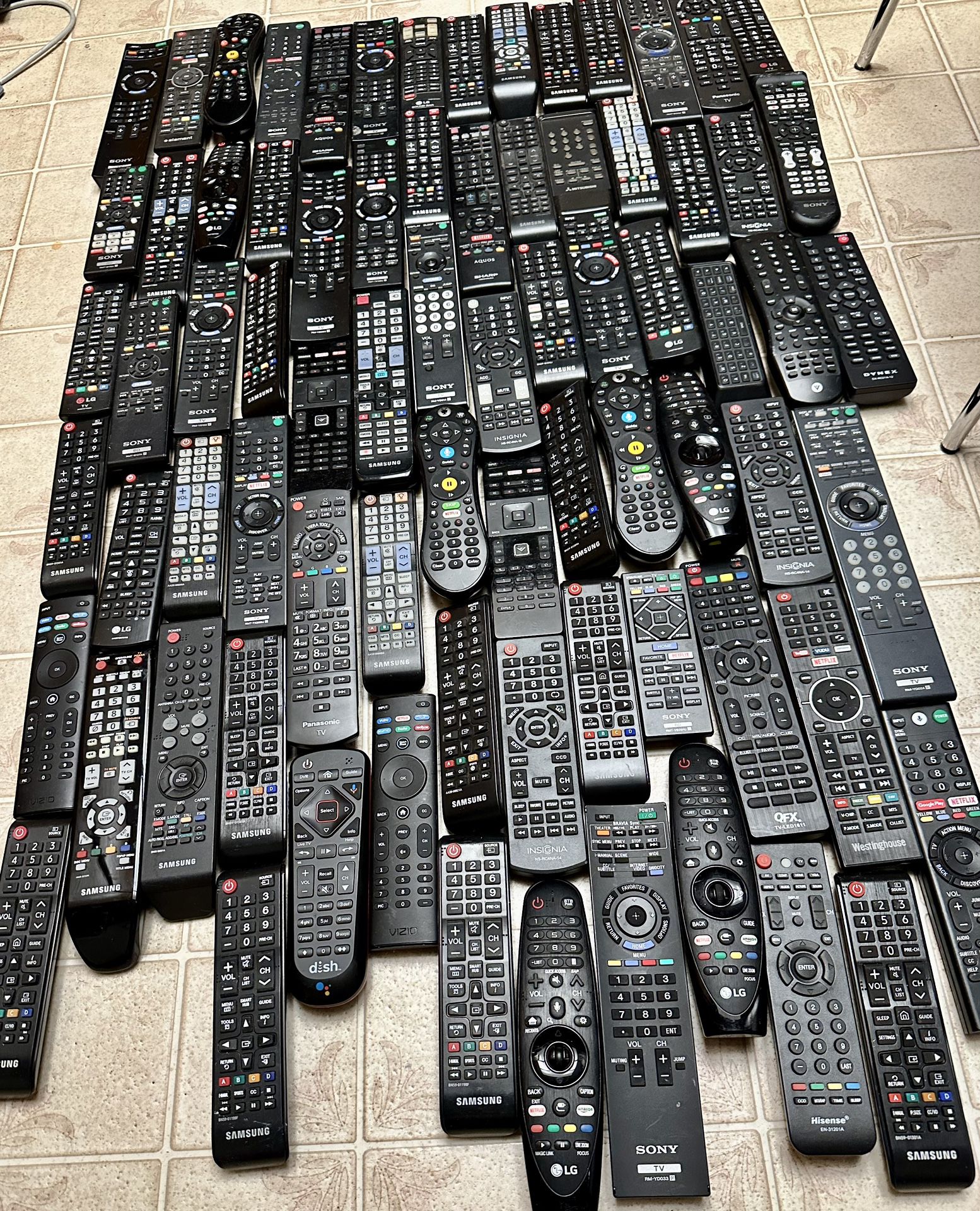 Large Lot Of Modern Tv DVD Soundbar Remotes