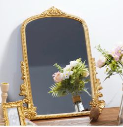 NEW LuHeToz Gold Arched Wall Mirror 15.9" x 19.8" Ornate Vintage Baroque Accent Mirror