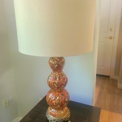 Mid-Century Modern Ceramic Caramel Swirl  Drip Glaze Lamp