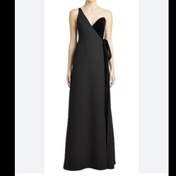 Jill Jill Stuart One Shoulder With Velvet Side Black Gown, Size 2