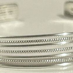 Sterling Silver - 6mm Multi-Band 7” Cuff Bracelet - 7.7g  