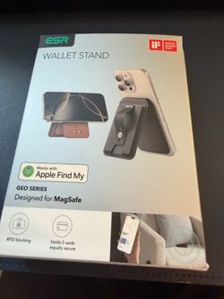 ESR Geo Wallet Stand HaloLock Works w/ Apple Find My Magsafe Midnight Black