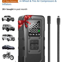 Tire Inflator Portable Air Compressor - 4X Faster 160 PSI Air Pump for Car Tires