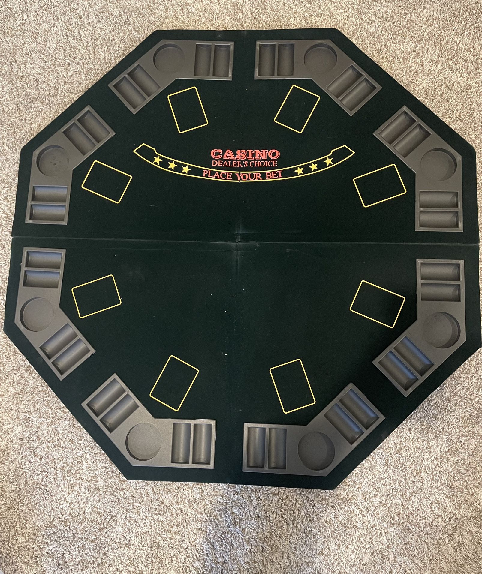 Cardinal Black Jack/Poker Table Top 47x47 Casino-Quality Green Playing Surface
