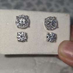 ✨ Moissanite Stud Earrings | Halo & Solitaire | 925 Sterling Silver