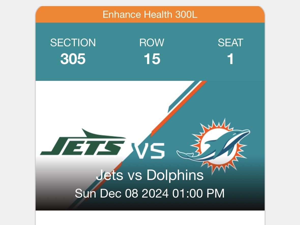 Dolphins Vs Jets Game 2 Tickets