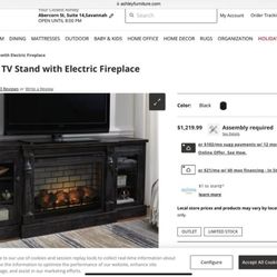 Mallacar 75” TV Stand with Electric Fireplace