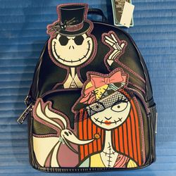 Loungefly NBC Nightmare Before Christmas Dapper Jack And Sally Mini Backpack  - NWT 