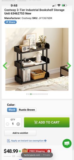 3-Tier Industrial Bookshelf Storage Unit