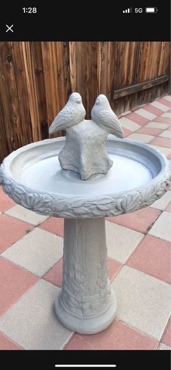 New birdbath made out of cement