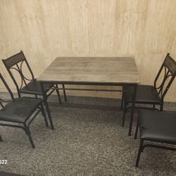 VECELO Kitchen Dining Room Table Set with 4 Chairs for Small Space, Apartment,Metal Steel Frame