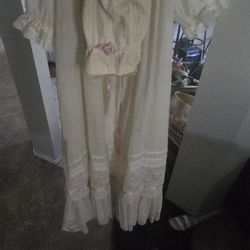 Antique Little Girls Dress & Bonnet 1800s (Late) To Early 19s