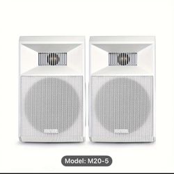 Donner Outdoor Passive Speakers (Pair) - 4.5" Waterproof Wall Mount Speakers 100 watts with Powerful Bass for Garden Patio Backyard Porch, White, M20-