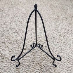 Large 16" tall wrought iron heavy duty metal artwork display plate easel painting stand base support
